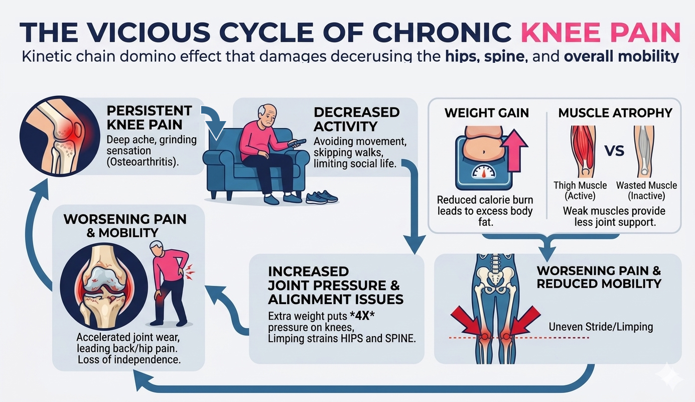 Vicious cycle of chronic knee pain